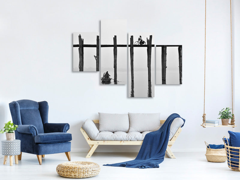 modern-4-piece-canvas-print-u-bein-bridge-myanmar