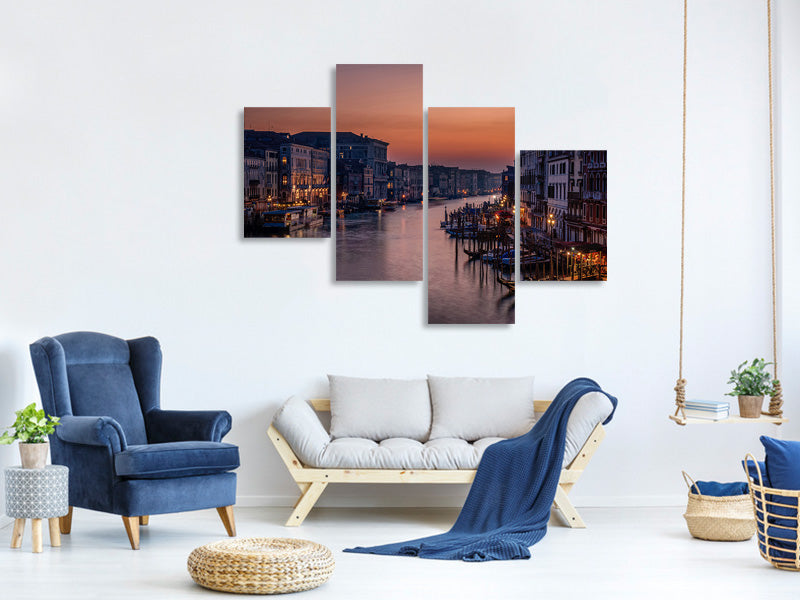 modern-4-piece-canvas-print-venice-grand-canal-at-sunset