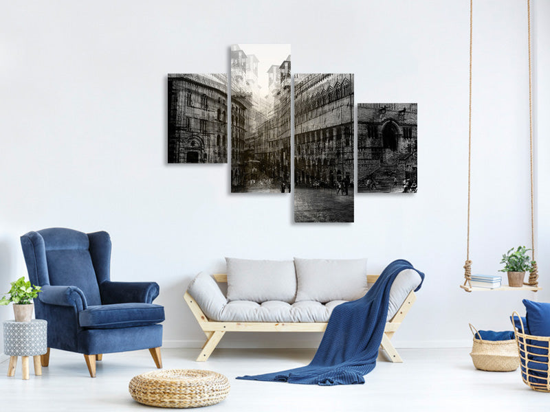 modern-4-piece-canvas-print-walking-in-the-square