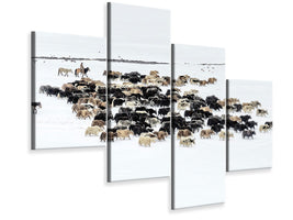 modern-4-piece-canvas-print-yaks-in-snow