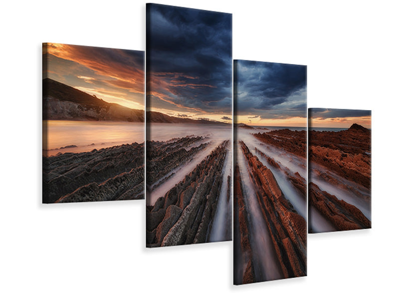 modern-4-piece-canvas-print-zumaia-flysch-vi