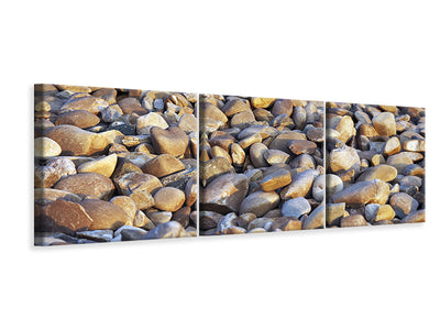 panoramic-3-piece-canvas-print-beach-stones-ii