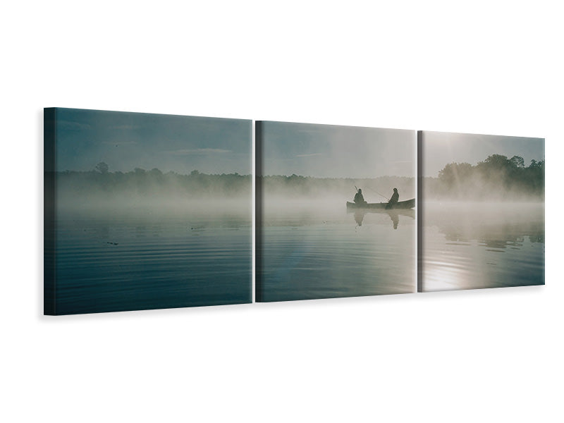 panoramic-3-piece-canvas-print-fisherman-in-the-sunrise