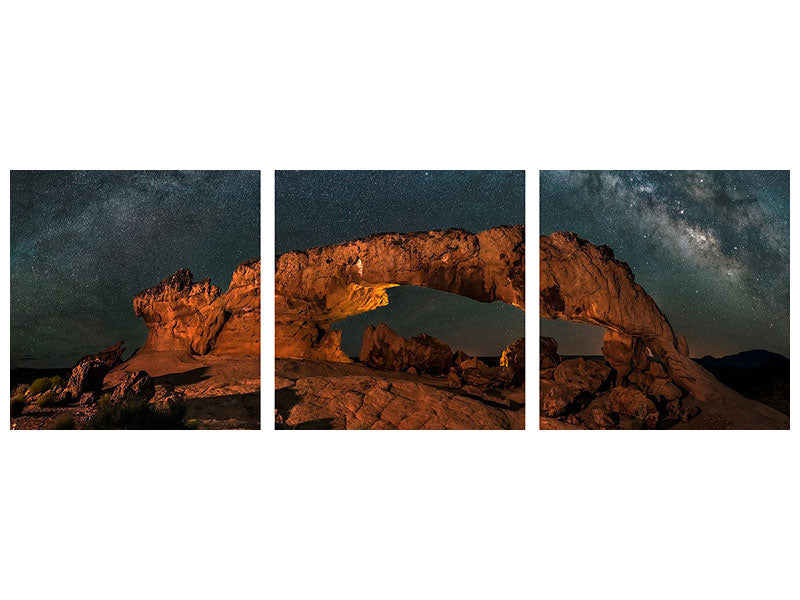 panoramic-3-piece-canvas-print-milky-way-over-the-sunset-arch