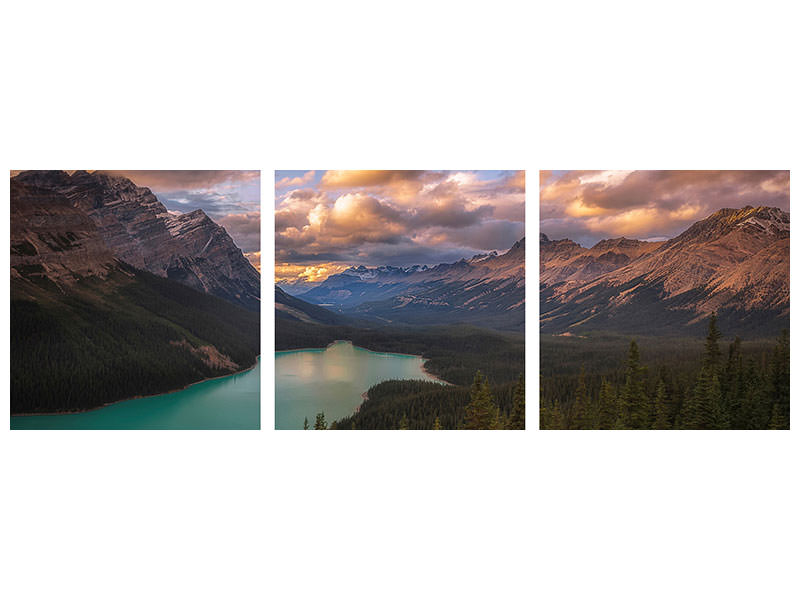 panoramic-3-piece-canvas-print-peyto-lake-at-dusk