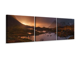 panoramic-3-piece-canvas-print-sunrise-over-lofoten