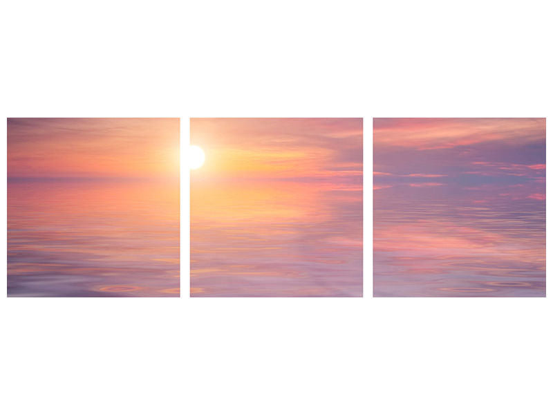 panoramic-3-piece-canvas-print-sunset-by-the-lake