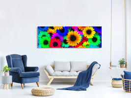 panoramic-canvas-print-colorful-sunflowers