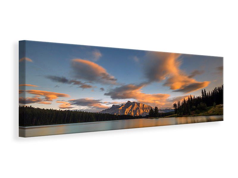 panoramic-canvas-print-two-jack-lake-sunset